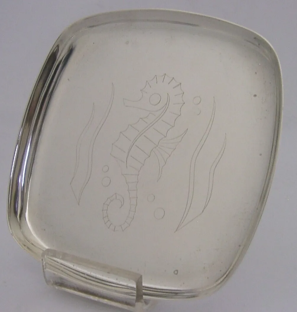 A E Jones Sterling Silver Seahorse Animal Dish 1960 Geoffrey Bellamy Mid Century photo furniture