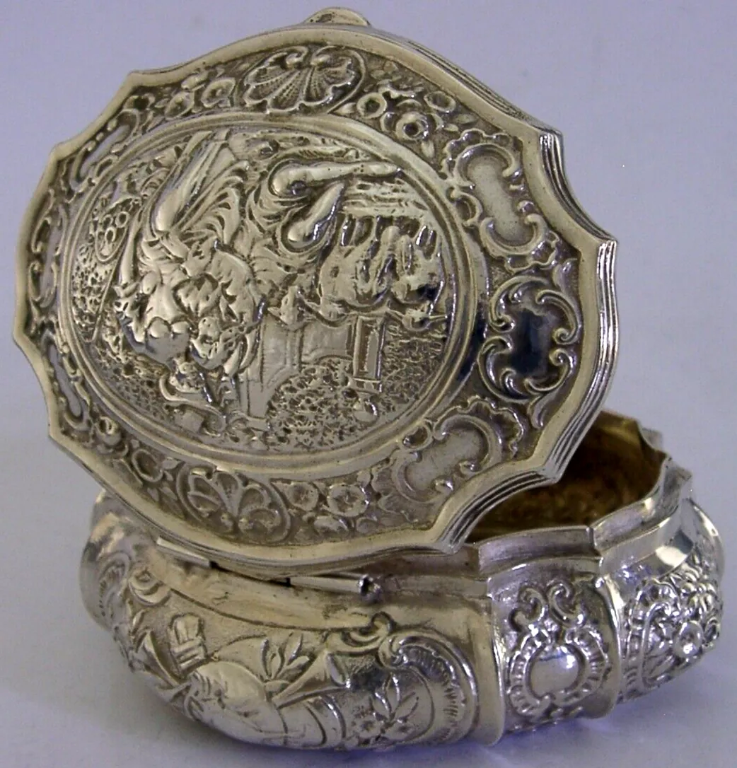 Heavy 110g Superb German Solid Silver Table Trinket Table Box C1900 Antique