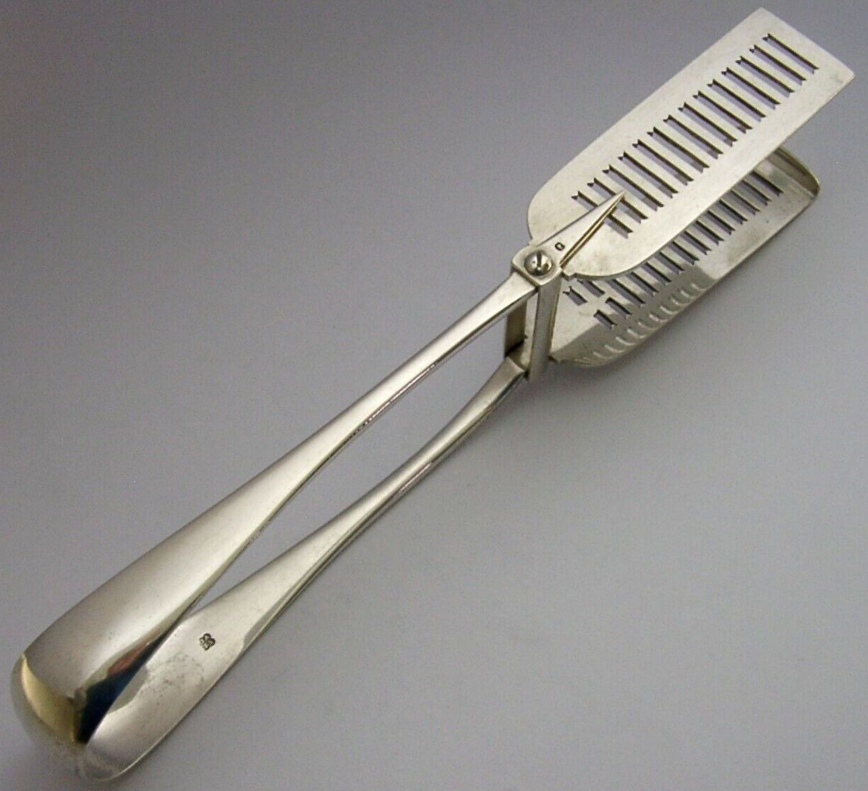 Victorian Walker Family Crested Sterling Silver Serving Tongs 1885 Antique 160g photo furniture