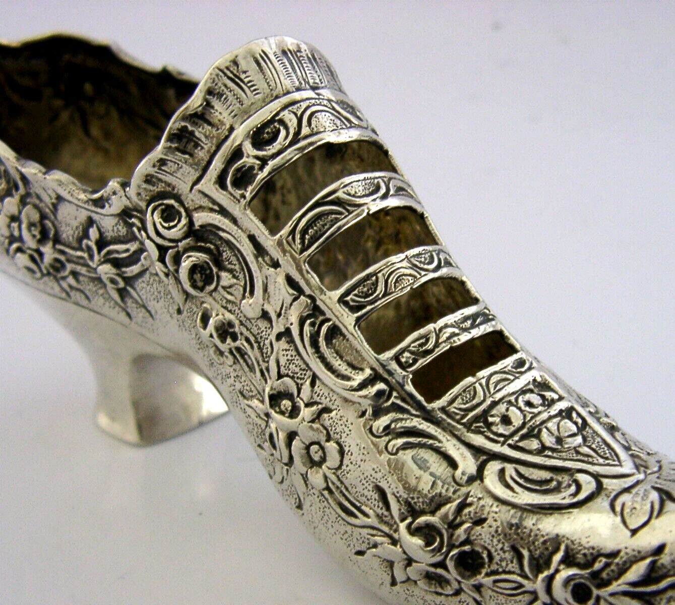 Rare Large German Hanau Solid Silver Shoe Dish Pin Cushion C1890 Novelty Antique photo buy