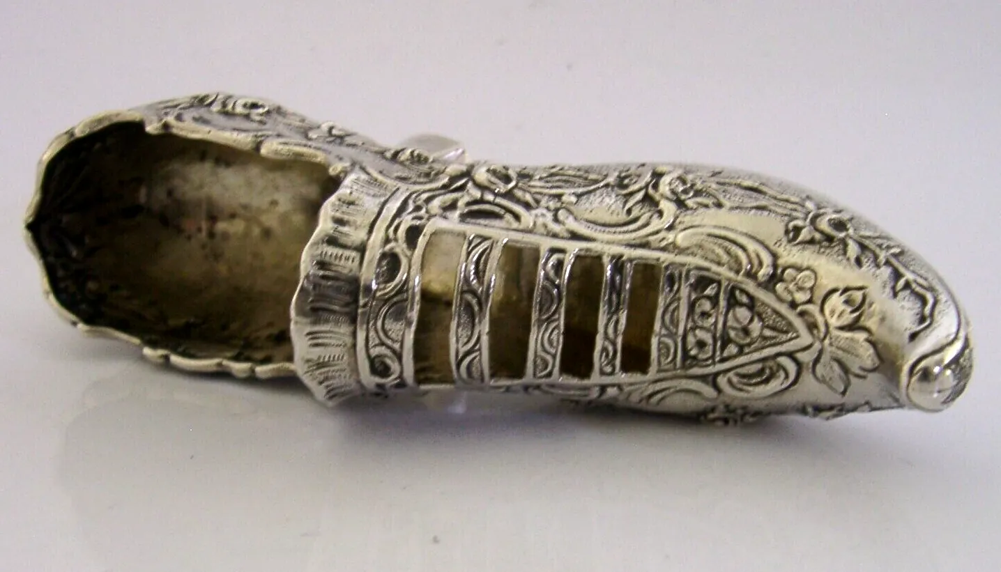 Rare Large German Hanau Solid Silver Shoe Dish Pin Cushion C1890 Novelty Antique photo vintage