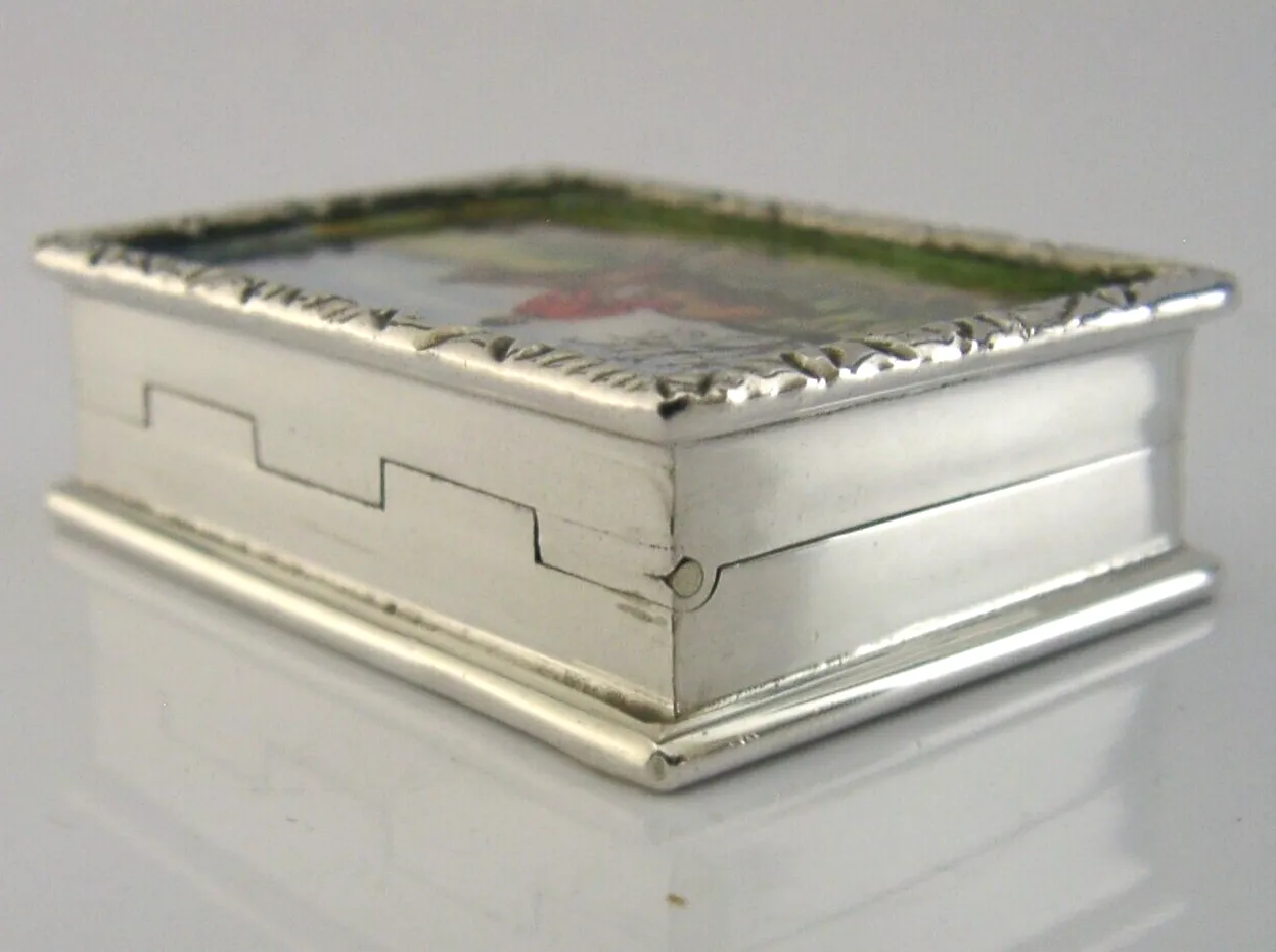 Rare Sterling Silver Enamel Fox Hunting Horse Riding Box 1977 photo buy