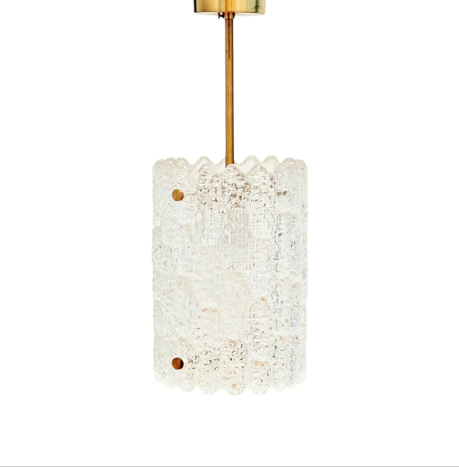 Mid Century Scandinavian Crystal Glass & Brass Ceiling Light By Carl Fagerlund For Orrefors, Sweden, 1960s