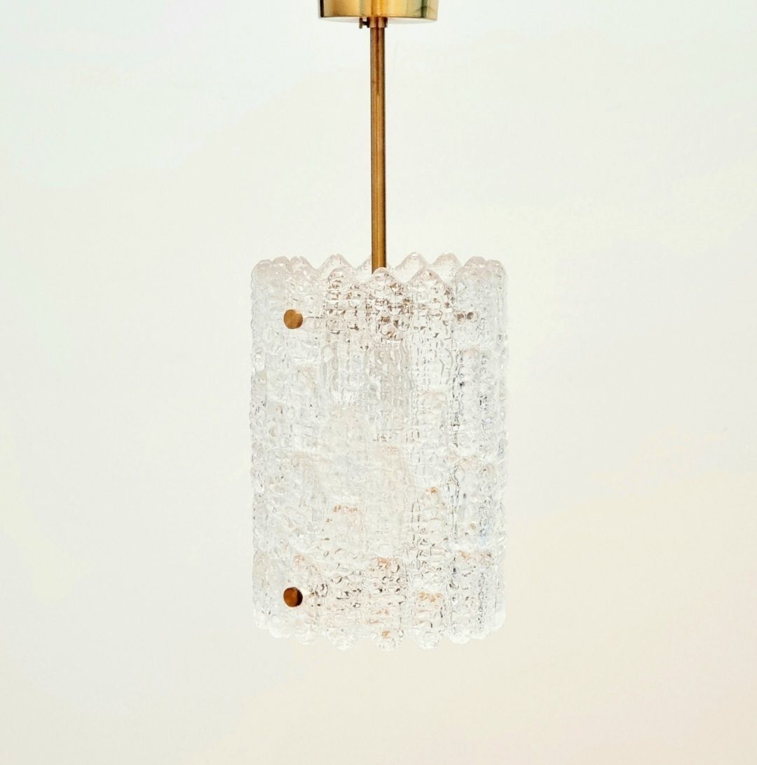 Mid Century Scandinavische Kristalglazen Plafondlamp Met Messing, Door Carl Fagerlund Voor Orrefors, Zweden, Jaren 1960 photo vinterior