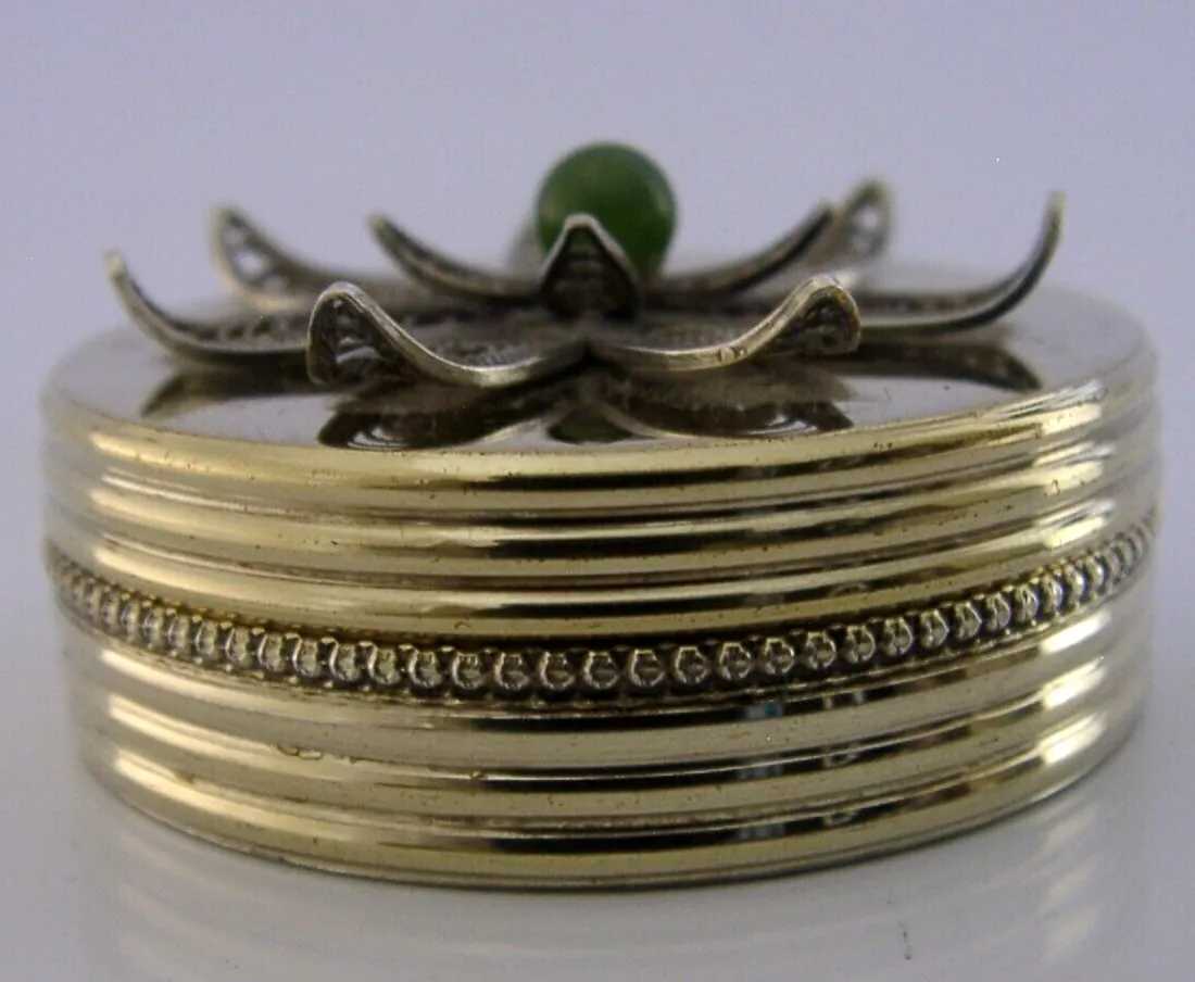 English Sterling Silver Jade Filigree Flower Box 1985 Margaret Limited Edition photo buy