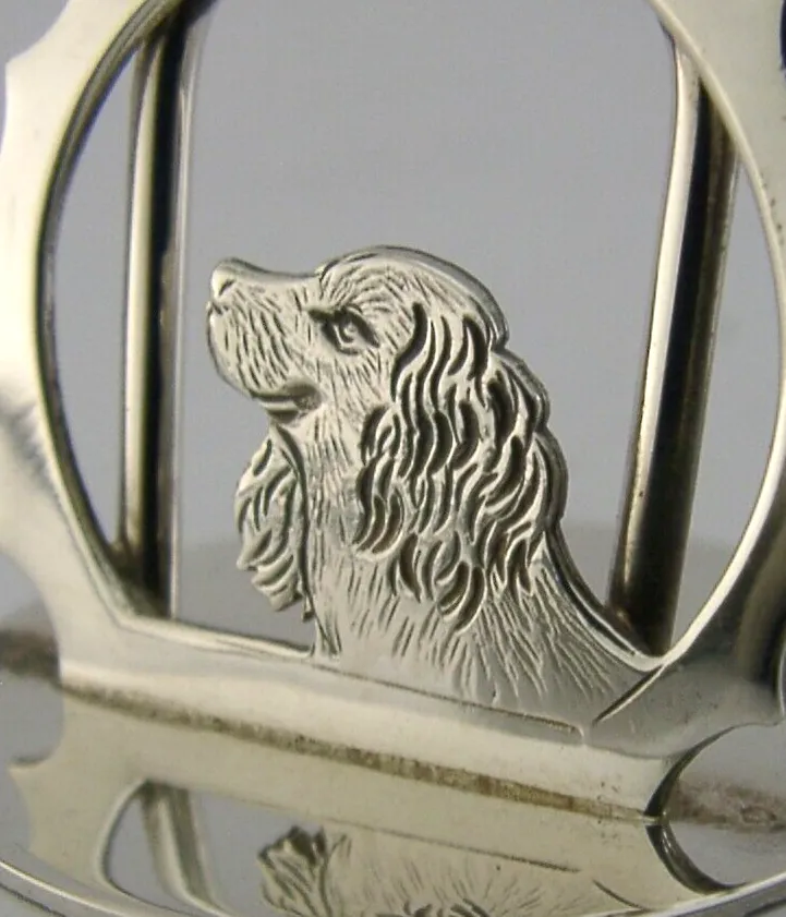 Sterling Silver Spaniel Gun Dog Animal Menu Holder 1993 Hunting Shooting
