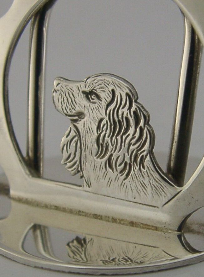 Sterling Silver Spaniel Gun Dog Animal Menu Holder 1993 Hunting Shooting photo for sale