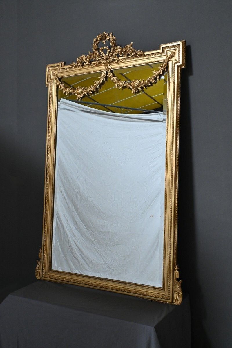 Gilded Wood Mirror Louis XVI Style  Part 2 19th Century photo furniture