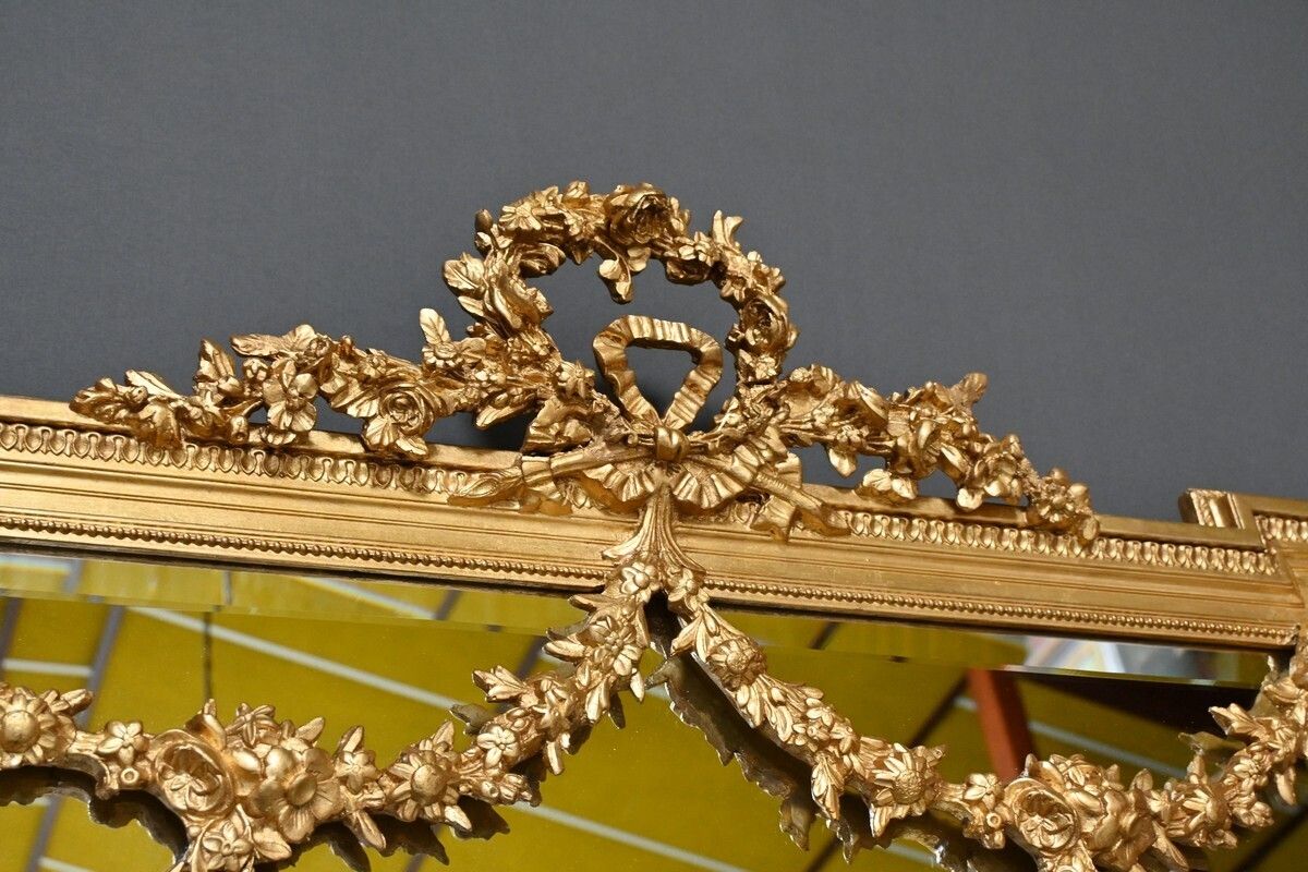 Gilded Wood Mirror Louis XVI Style  Part 2 19th Century photo for sale