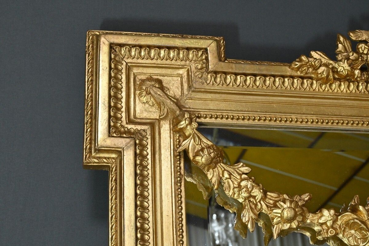 Gilded Wood Mirror Louis XVI Style  Part 2 19th Century photo vintage