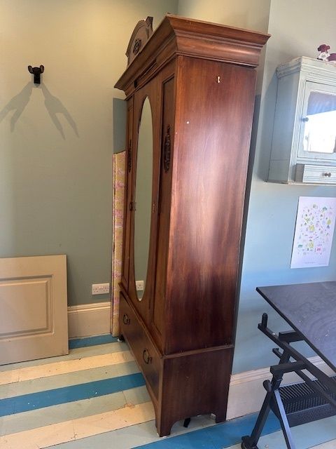 Armoire Wardrobe Antique French Carved Mahogany Mirrored photo 50.0