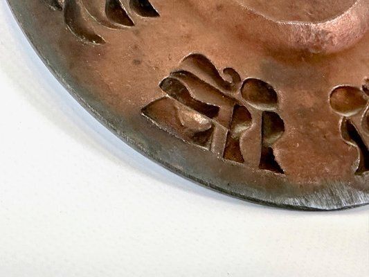 Mid Century Modern Hungarian Copper Casting Wall Art Plate By Máté János, 1970s photo Art