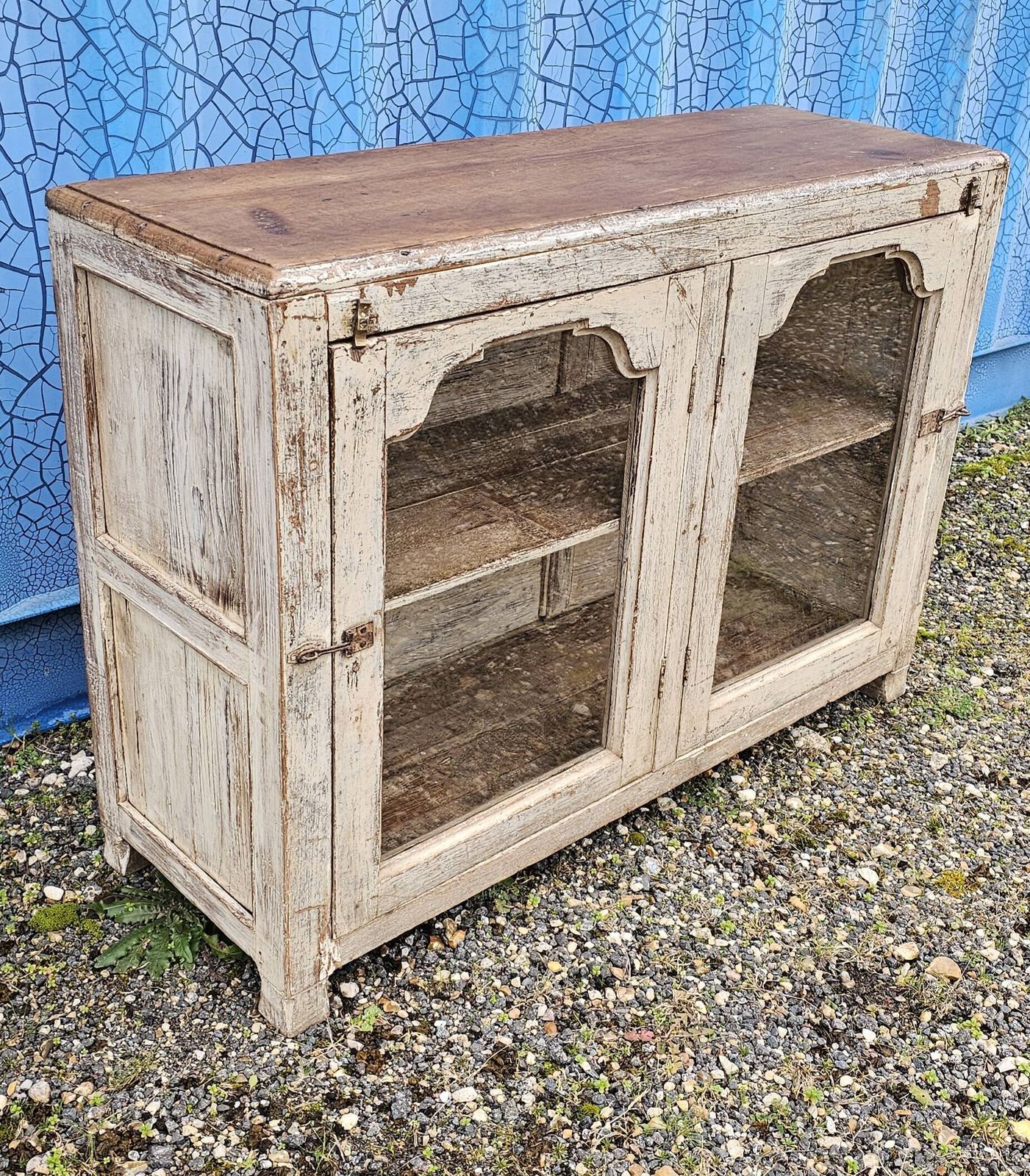 Old Glass Sideboard In Teak, 1800s photo Furniture