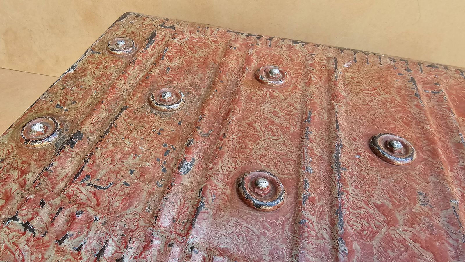 photo furniture Old Metal And Brass Travel Trunk From The Indian Railway