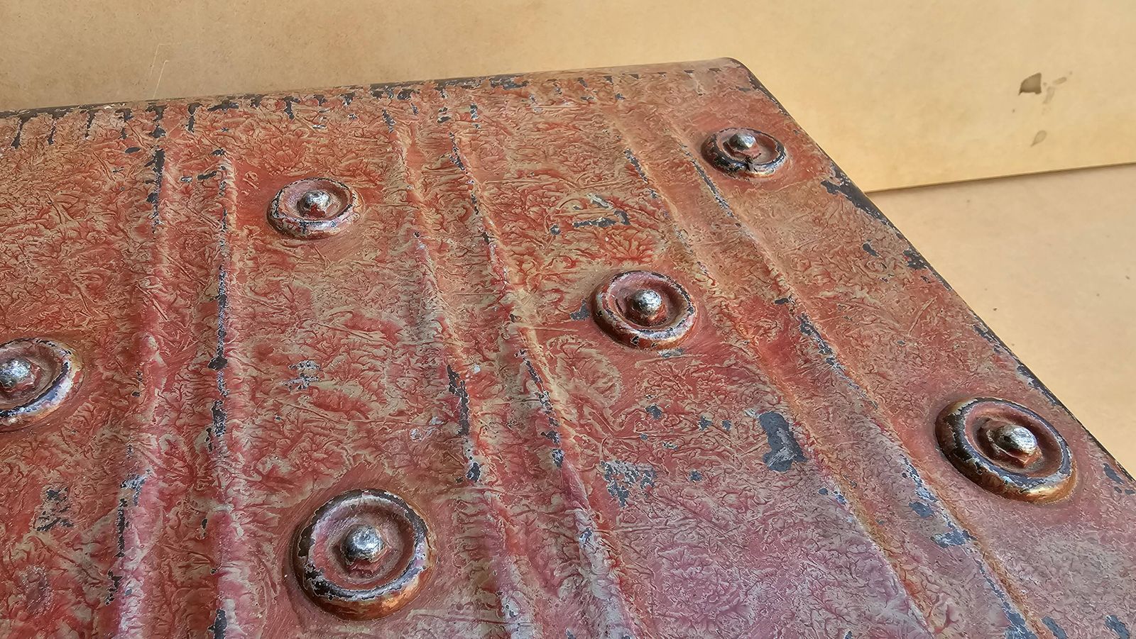 photo for sale Old Metal And Brass Travel Trunk From The Indian Railway