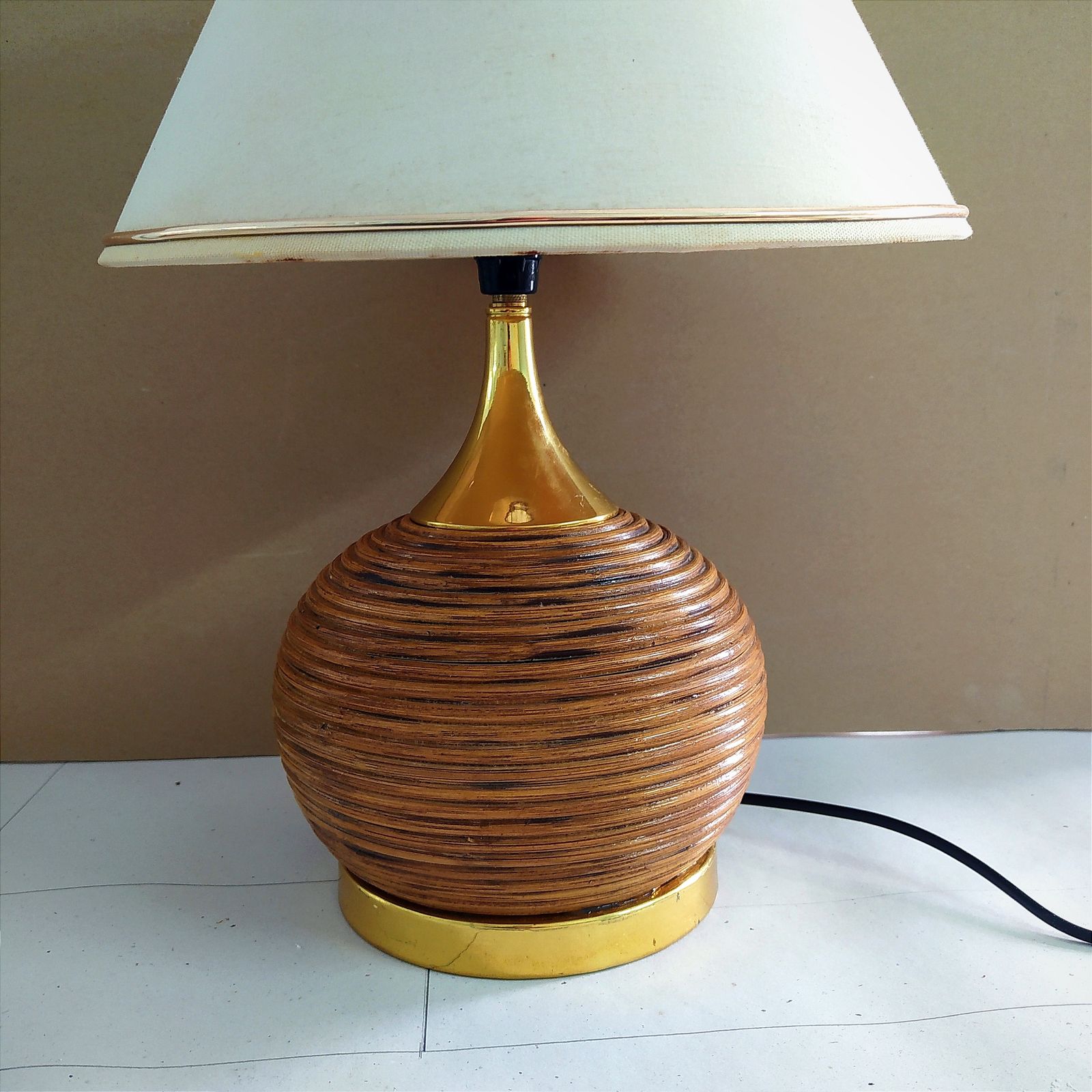 1970's Pencil Reed Table Lamp, 1970s photo Lighting