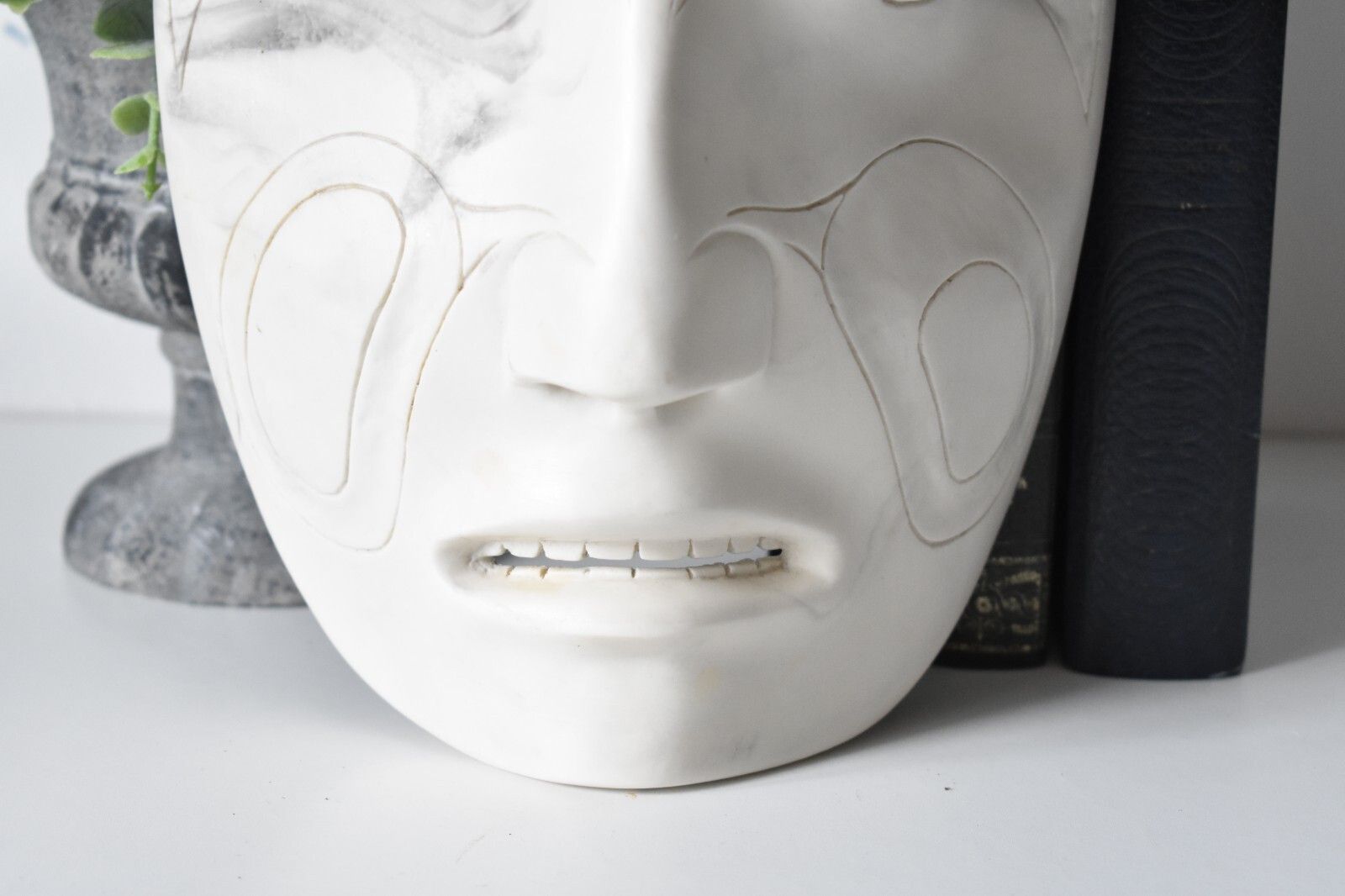 70.0 Pearlite Marblecraft Native Tribal Mask Wall Hanging Abalone Eyes Made In Canada photo