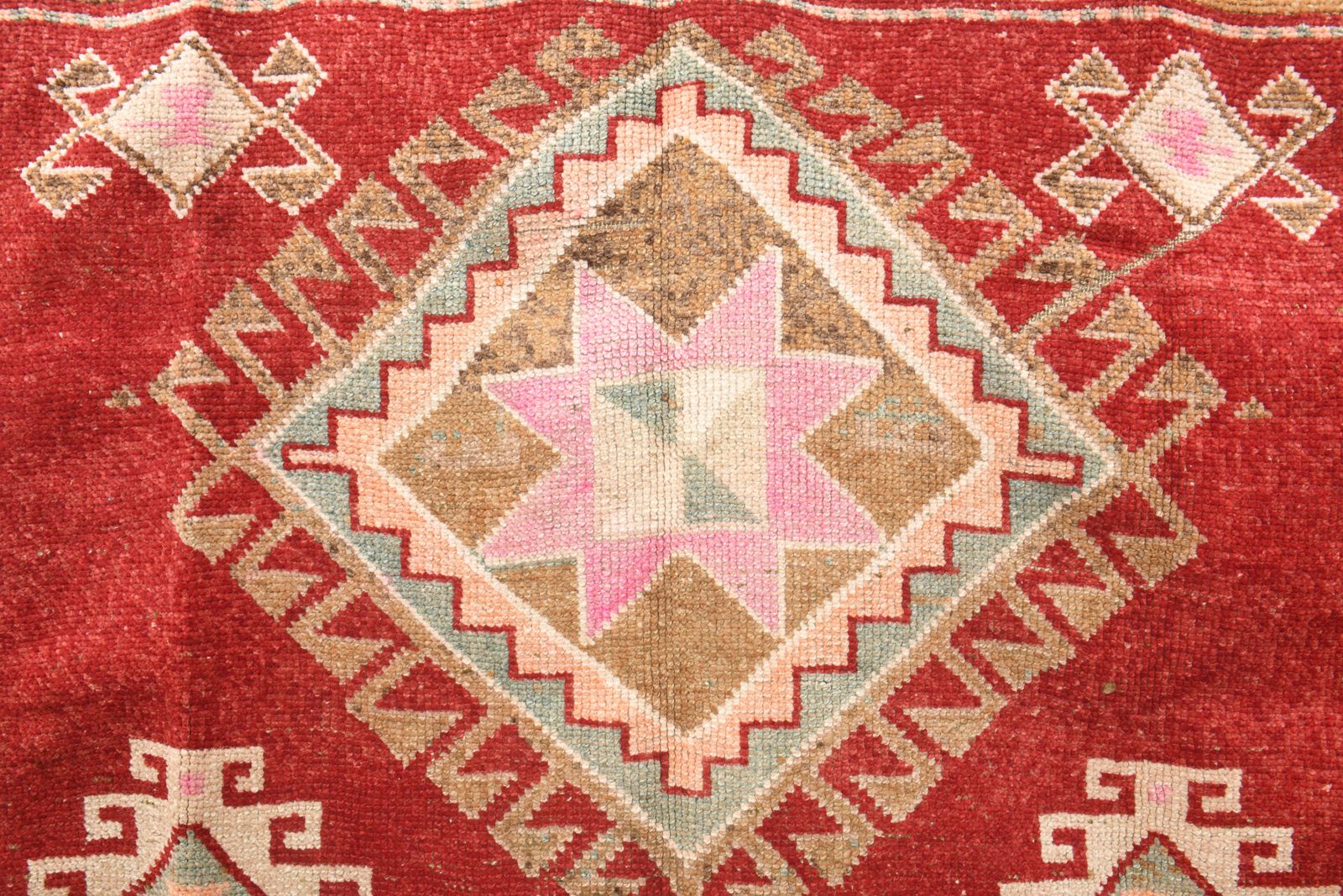 5'8x14 Ft, Wide And Long Vintage Turkish Runner, Handmade Oushak Rug, Soft Wool, Red Color, Geometric Pattern, Hallway Carpet photo 910.0