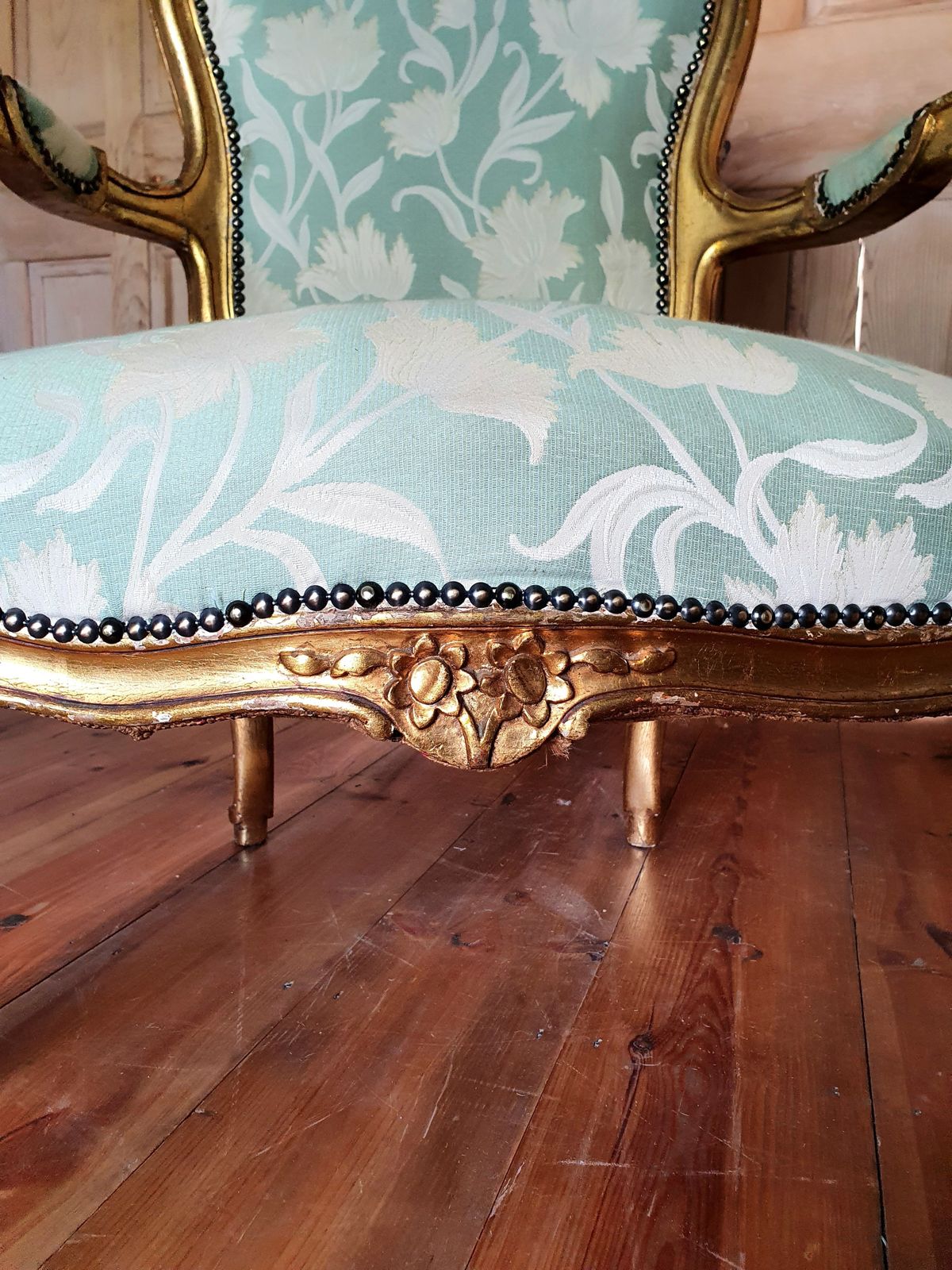 245.0 Antique XVI Style Gilt Wood Chair photo