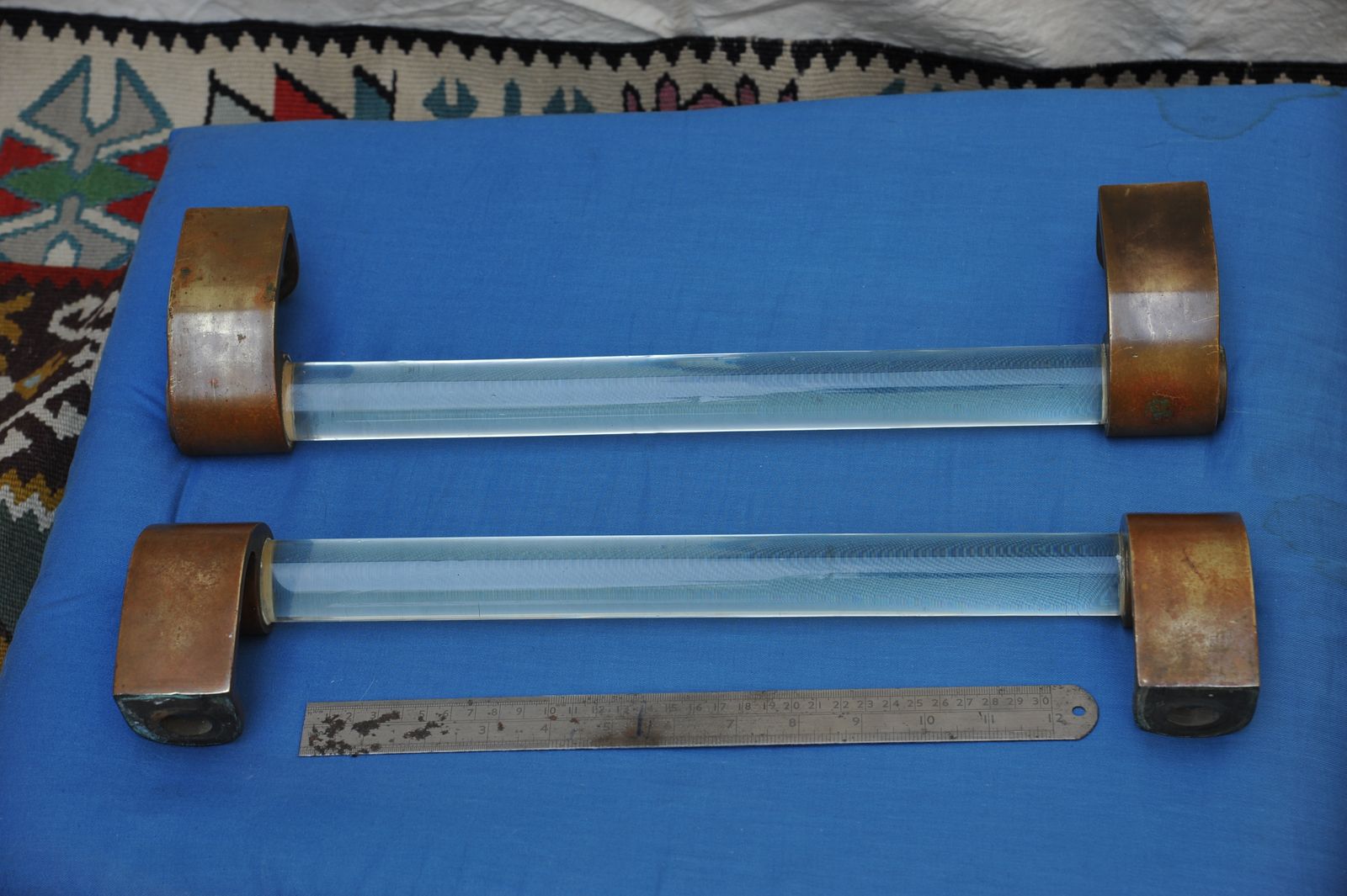 A Pair Of Huge French Art Deco Bronze And Crystal Ballroom Door Pull Handles photo vintage