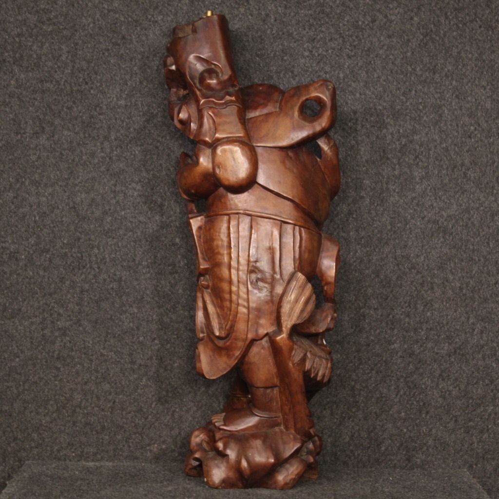 Oriental Wooden Sculpture From The 60s photo vintage