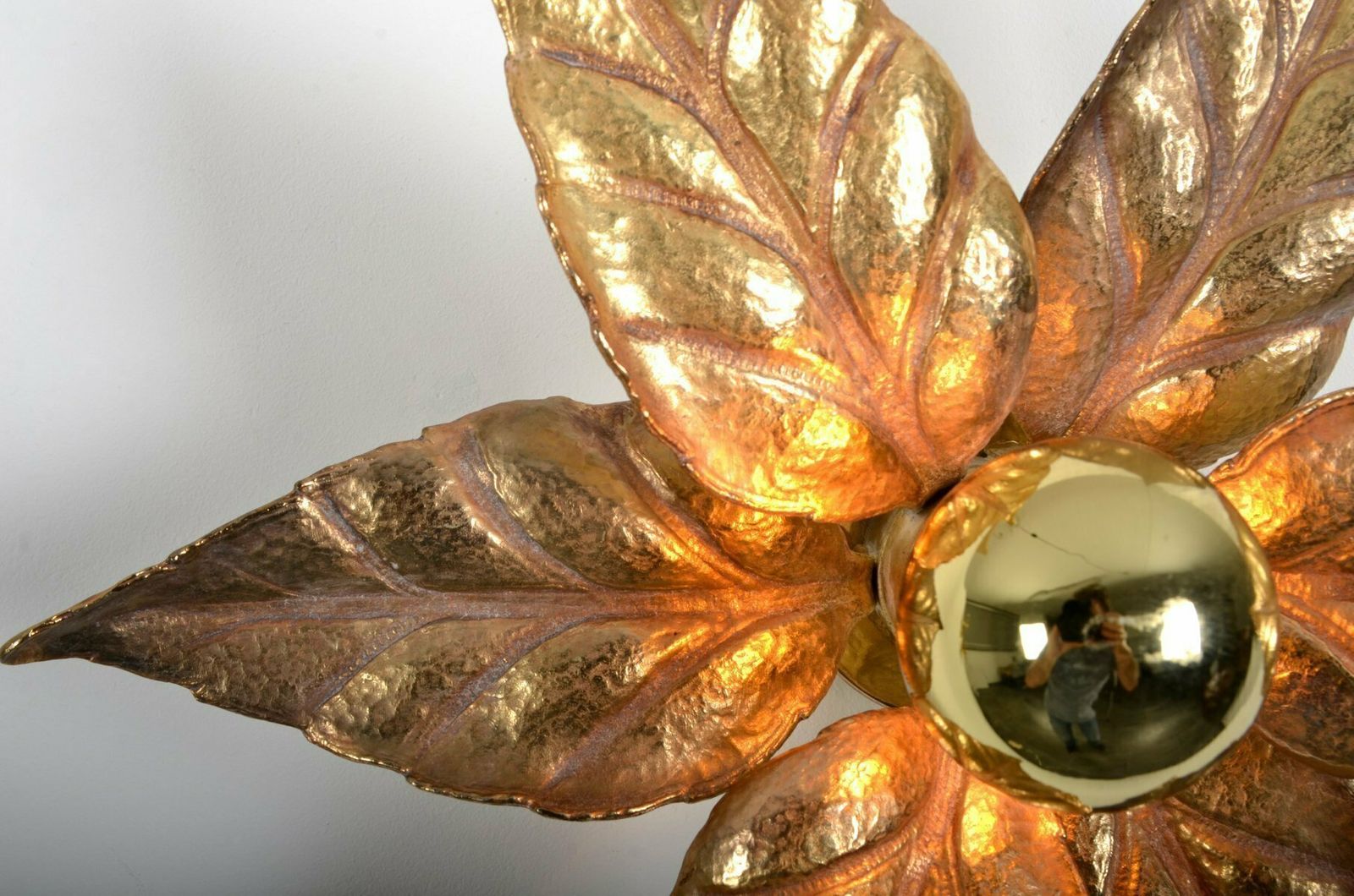 Set Of 2 Willy Daro Brass Flower Sconce From Massive Lighting, 1970s photo 970.0
