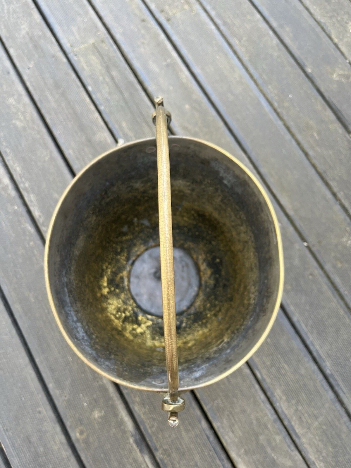 Vintage Indian Brass Hanging Pail Water Grain Ice Balti Bucket Flower Plant Pot photo vintage