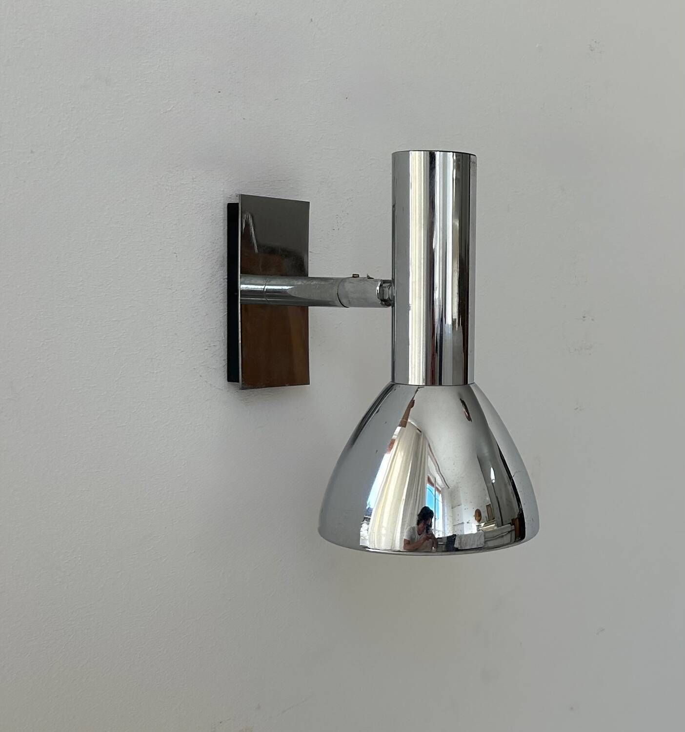 Vintage Adjustable Wall Lamp, Chrome Plated Metal, France 1970 photo 279.0