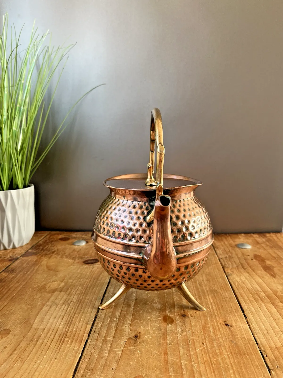 Antique Aesthetic Movement Copper & Brass Dimpled Spirit Kettle Was Benson Style photo 110.0