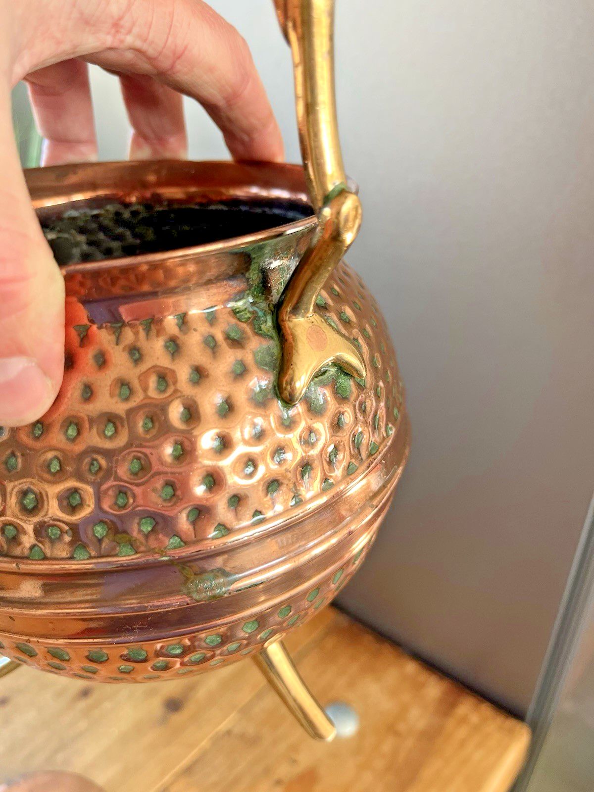 110.0 Antique Aesthetic Movement Copper & Brass Dimpled Spirit Kettle Was Benson Style photo