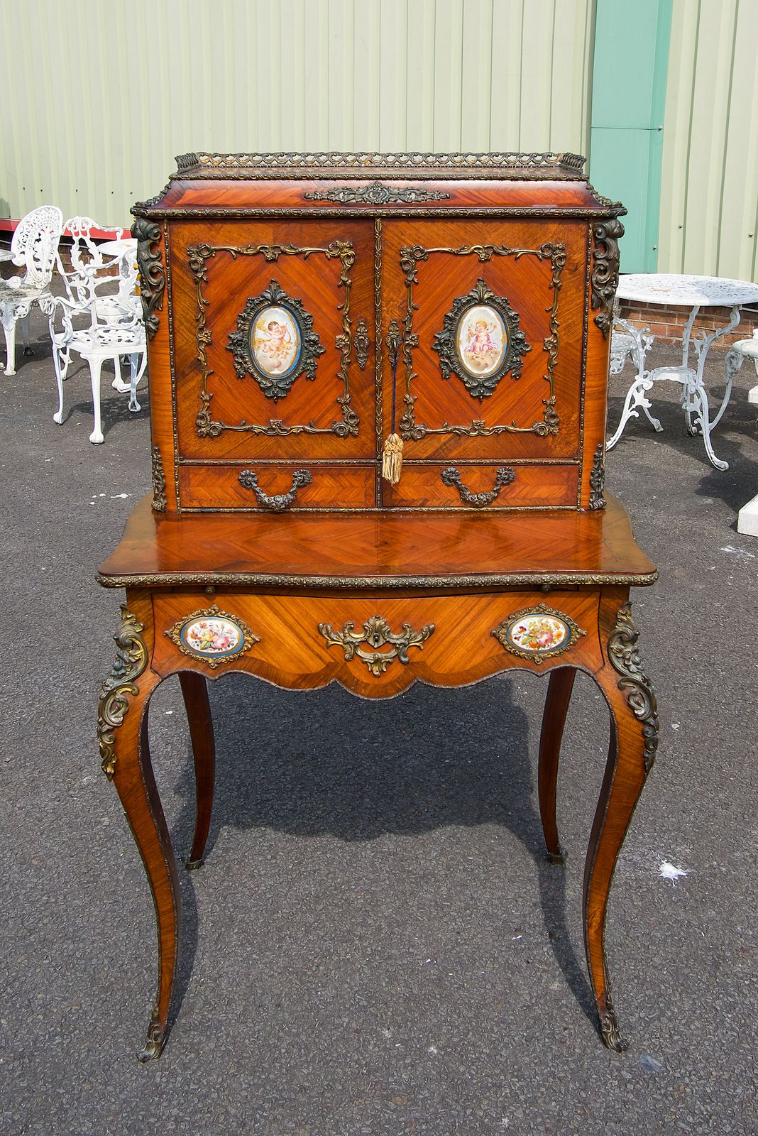 Antique French Kingwood Side Cabinet With Porcelain Plaques photo vinterior