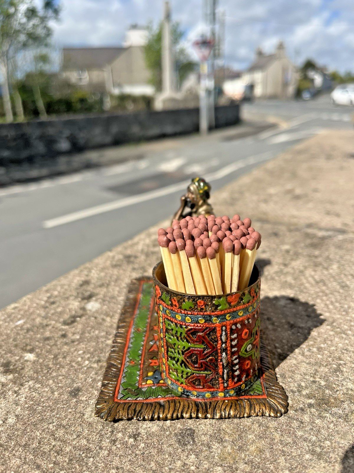 Antique Cold Painted Bronze Austria Arab Carpet Match Holder After Franz Bergman photo Home Decor