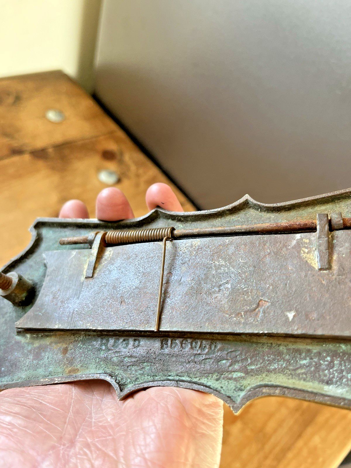 Home Fixtures Reclaimed Antique 20's Art Deco Brass Door Knocker Mail Letter Box Posting Slot photo