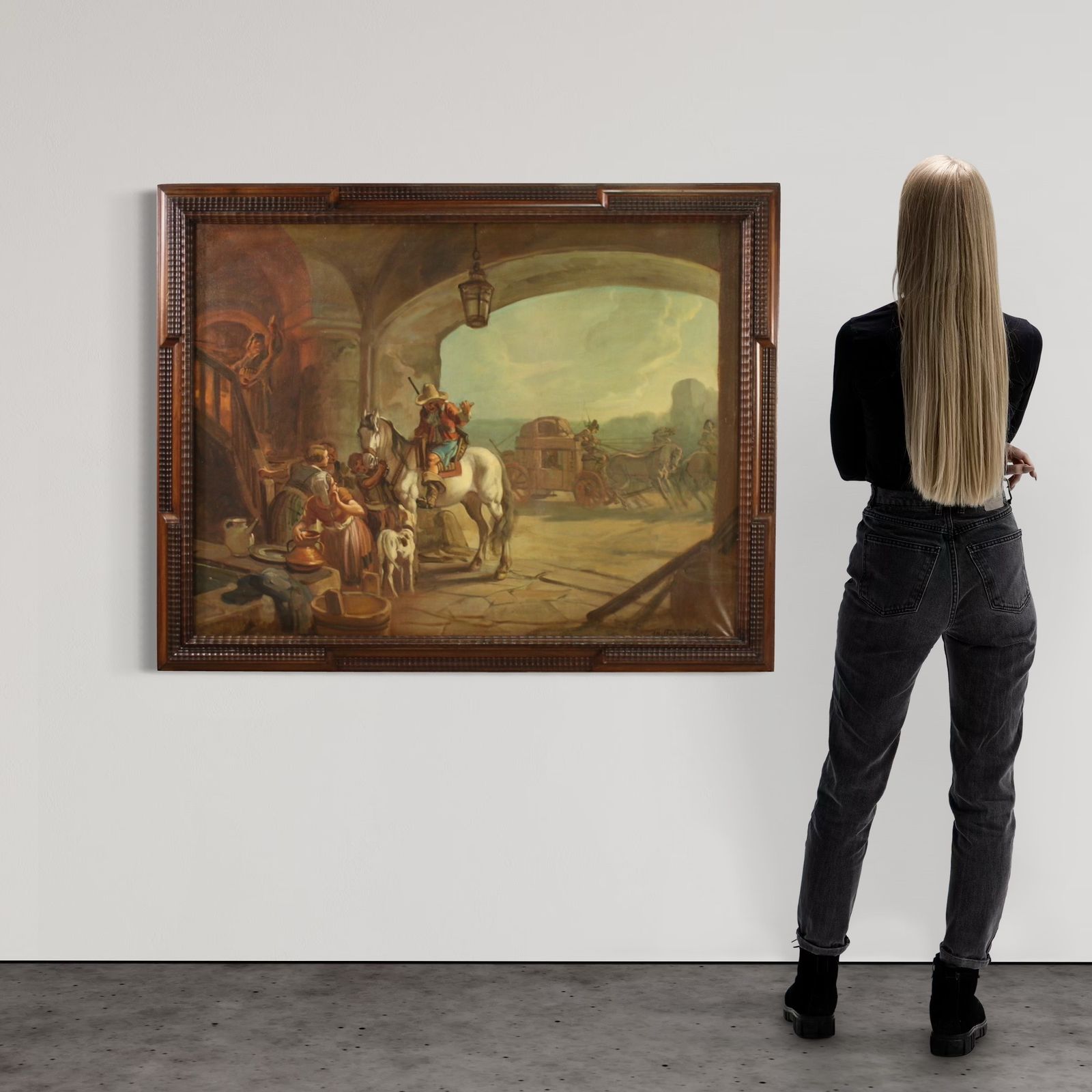 Italian Painting Signed Mattia Traverso, Genre Scene photo vinterior