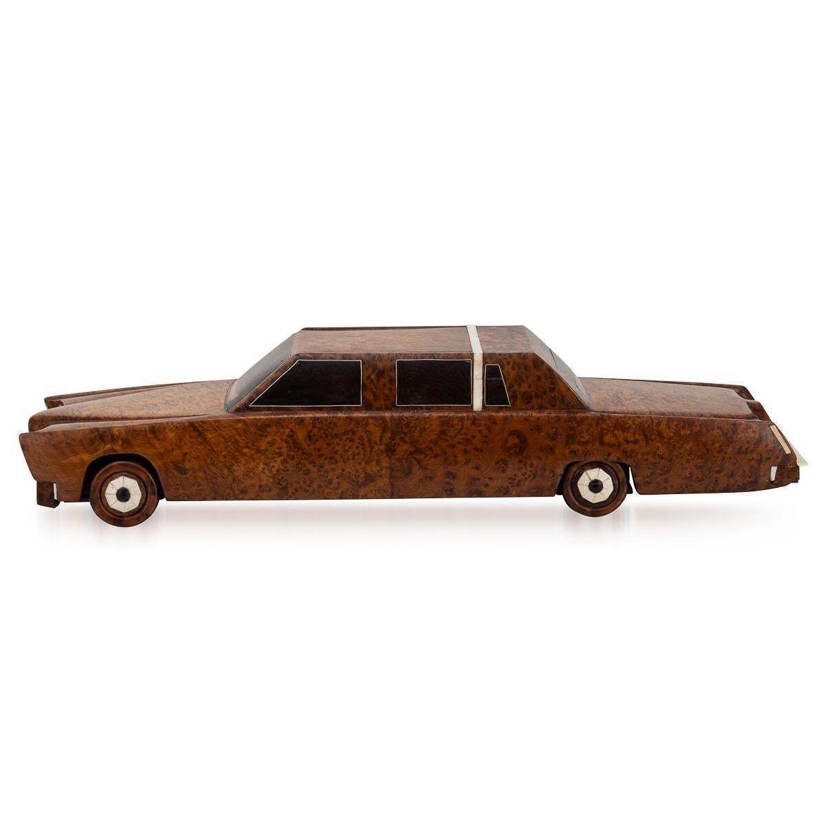21stc Contemporary Hand Carved Wooden Cadillac Car C.2000 photo furniture