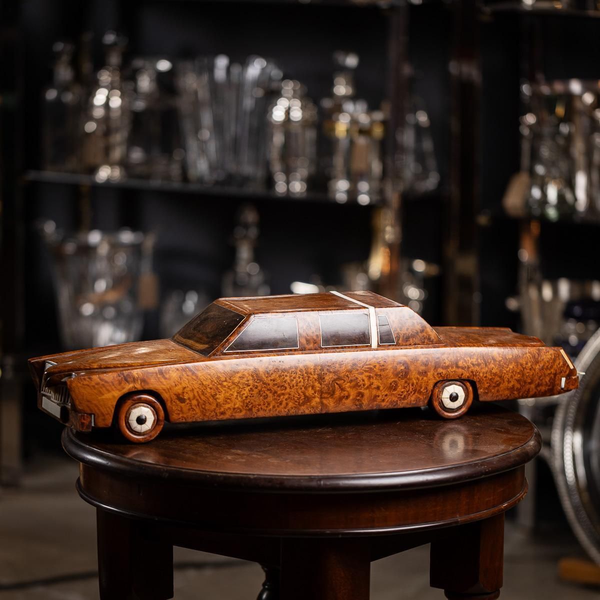 21stc Contemporary Hand Carved Wooden Cadillac Car C.2000 photo for sale