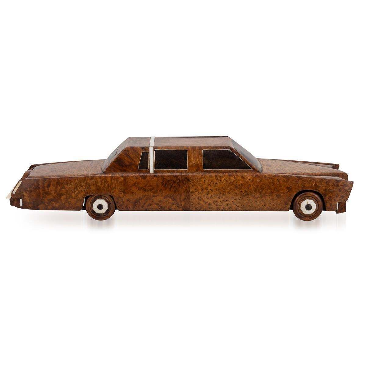 21stc Contemporary Hand Carved Wooden Cadillac Car C.2000 photo vinterior