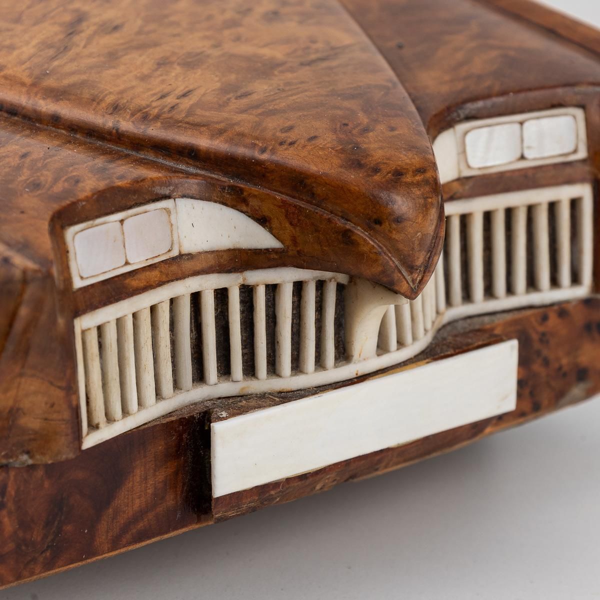 Home Decor 21stc Contemporary Hand Carved Wooden Cadillac Car C.2000 photo