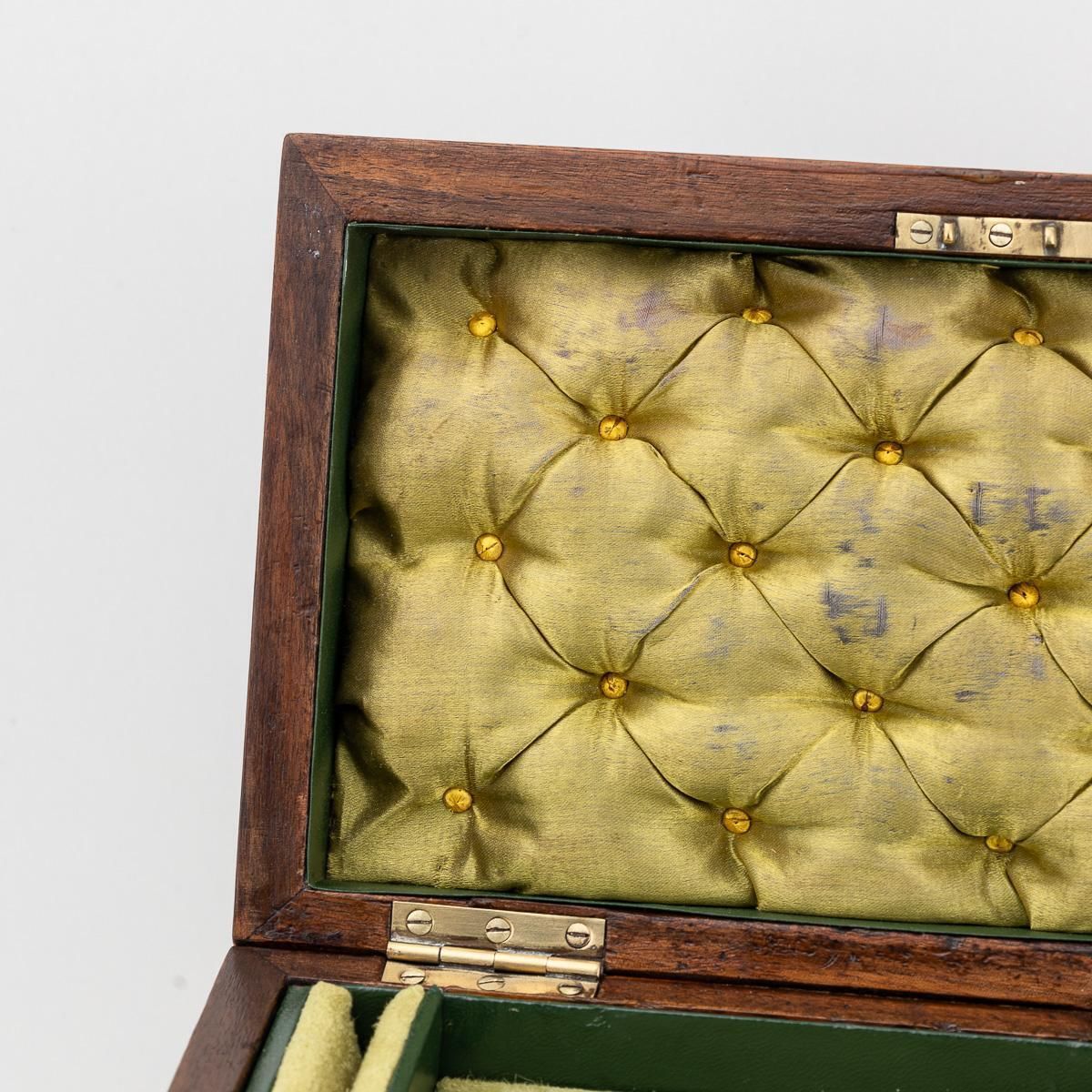 Antique 19th Century Victorian Walnut & Glass Fronted Jewellery Box C.1890 photo vintage