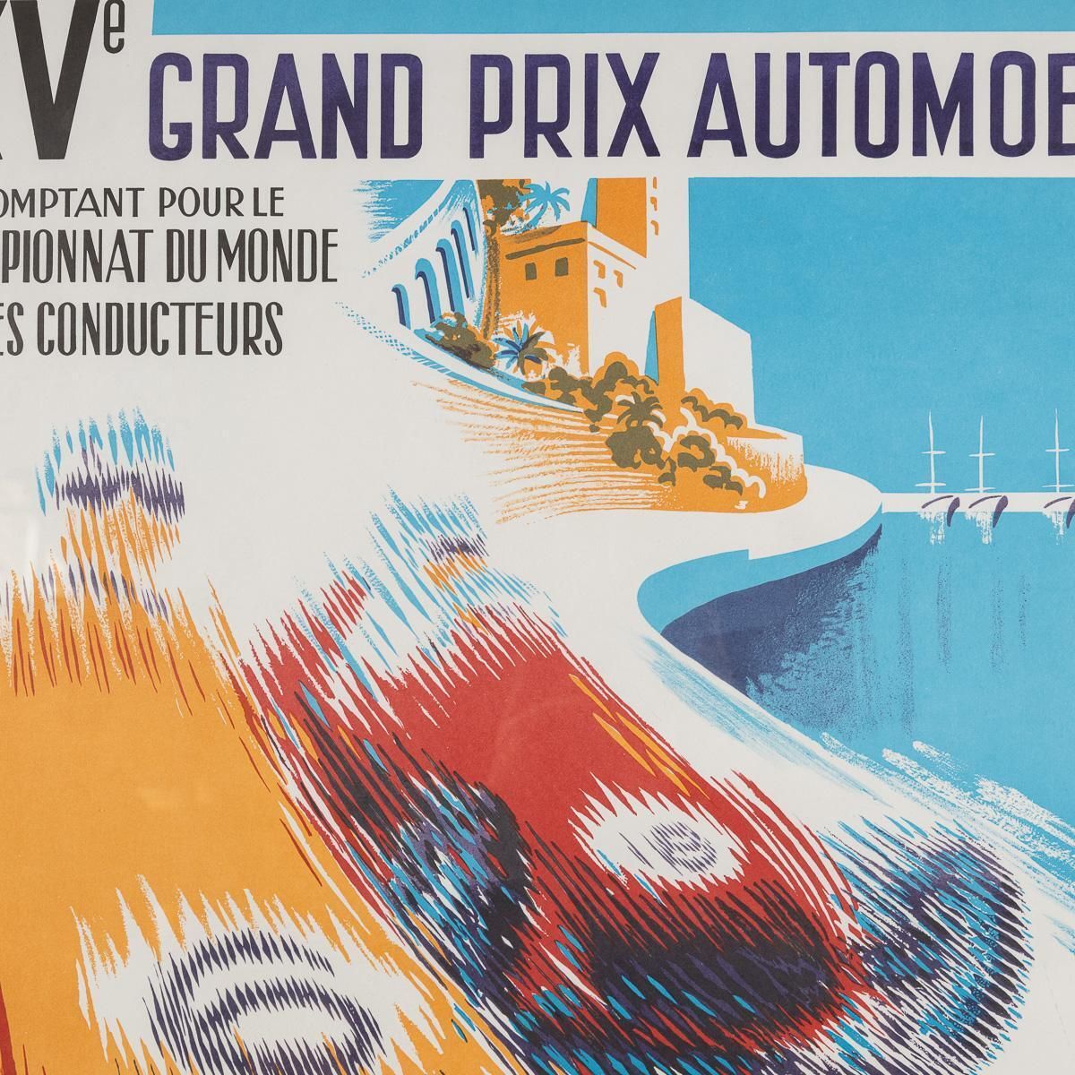 Vintage 20thc Framed 1957 Monaco Grand Prix Poster By Bernard Minne C.1985 photo buy