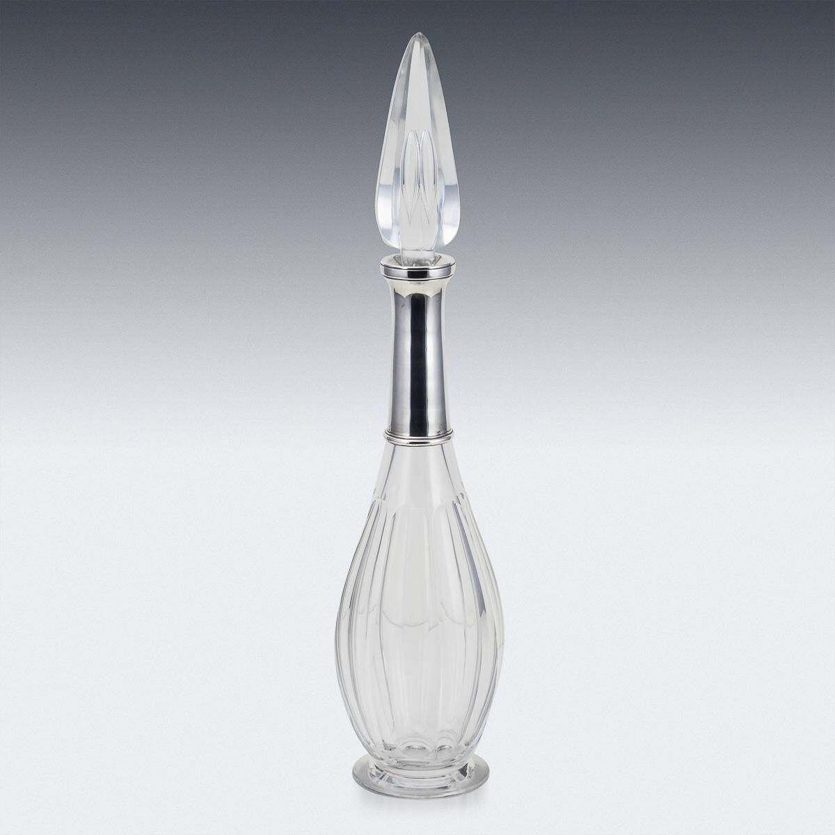 Stunning 20thc French Art Deco Solid Silver & Baccarat Crystal Decanter C.1920 photo for sale