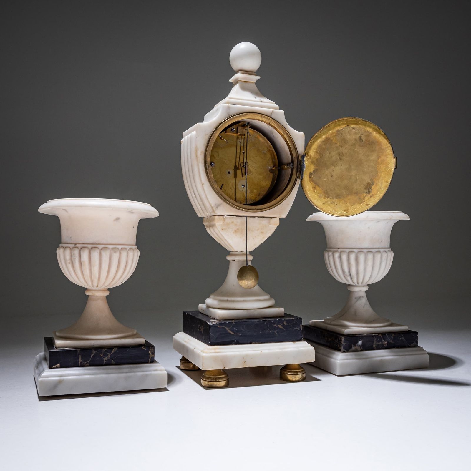 Marble Mantel Clock With Matching Vases, Circa 1830 photo Home Decor
