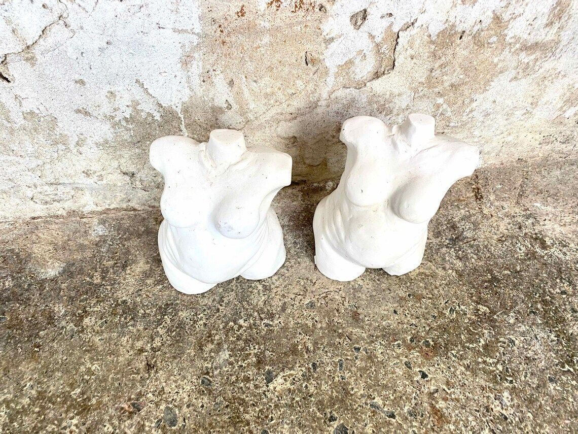 Pair Of Vintage Artist's Sculpture Still Life Study Figurine Bust photo Home Decor