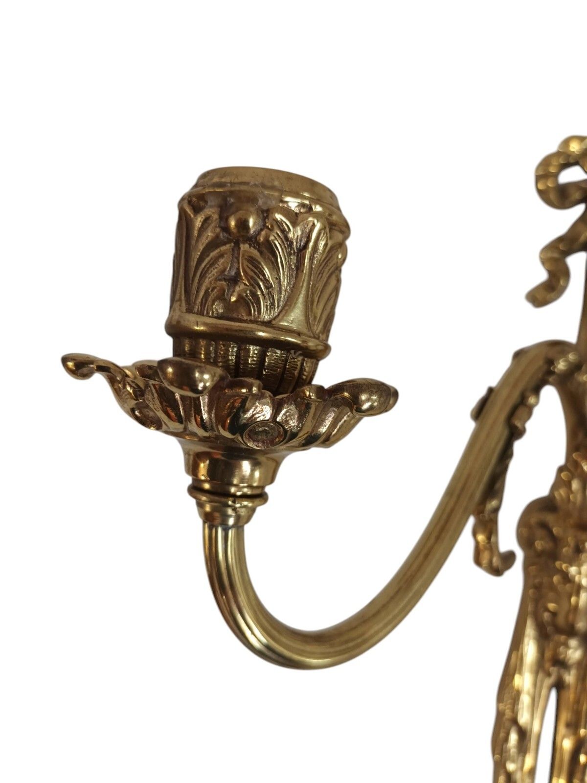 Antique Wall Sconce Light Candle Holder French Style Gold Rams Head Louis XV photo buy