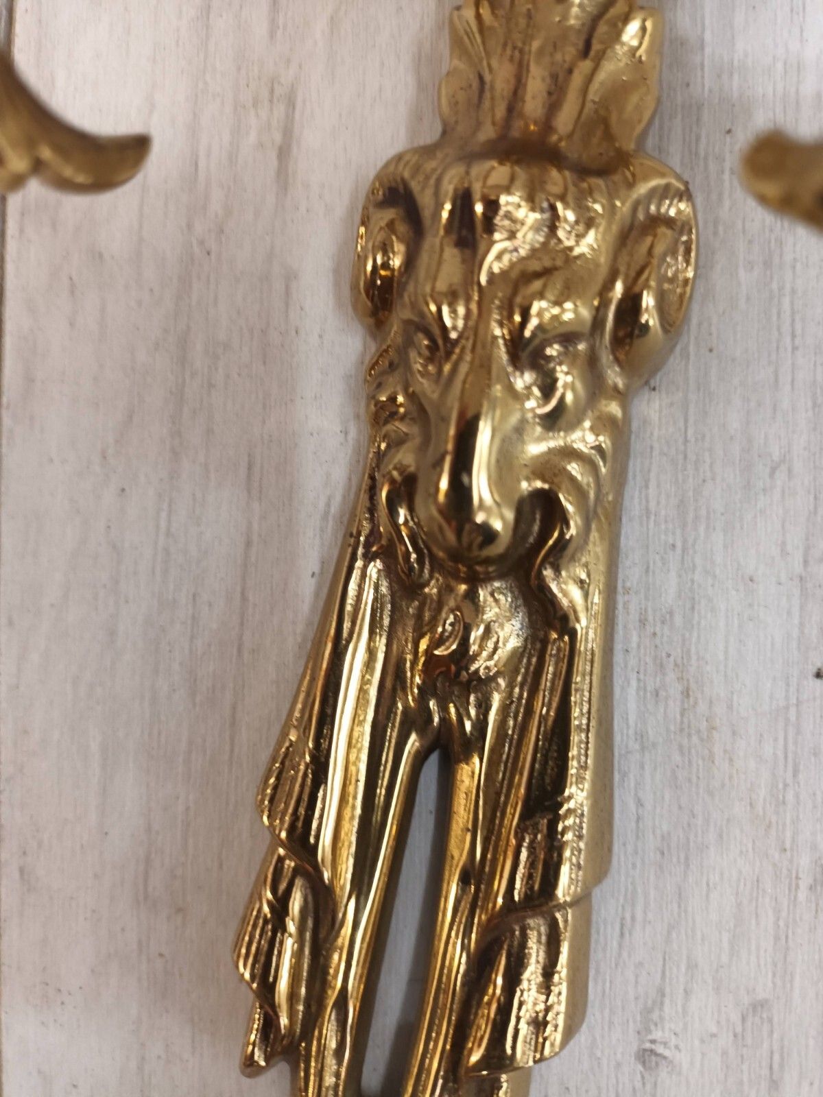 photo furniture Antique Wall Sconce Light Candle Holder French Style Gold Rams Head Louis XV