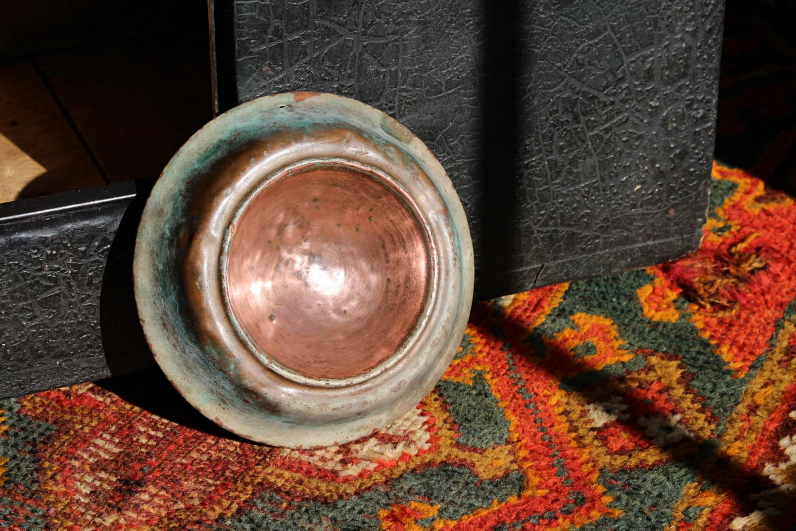 Edwardian Country House Verdigris Copper Dogs Water Bowl photo buy