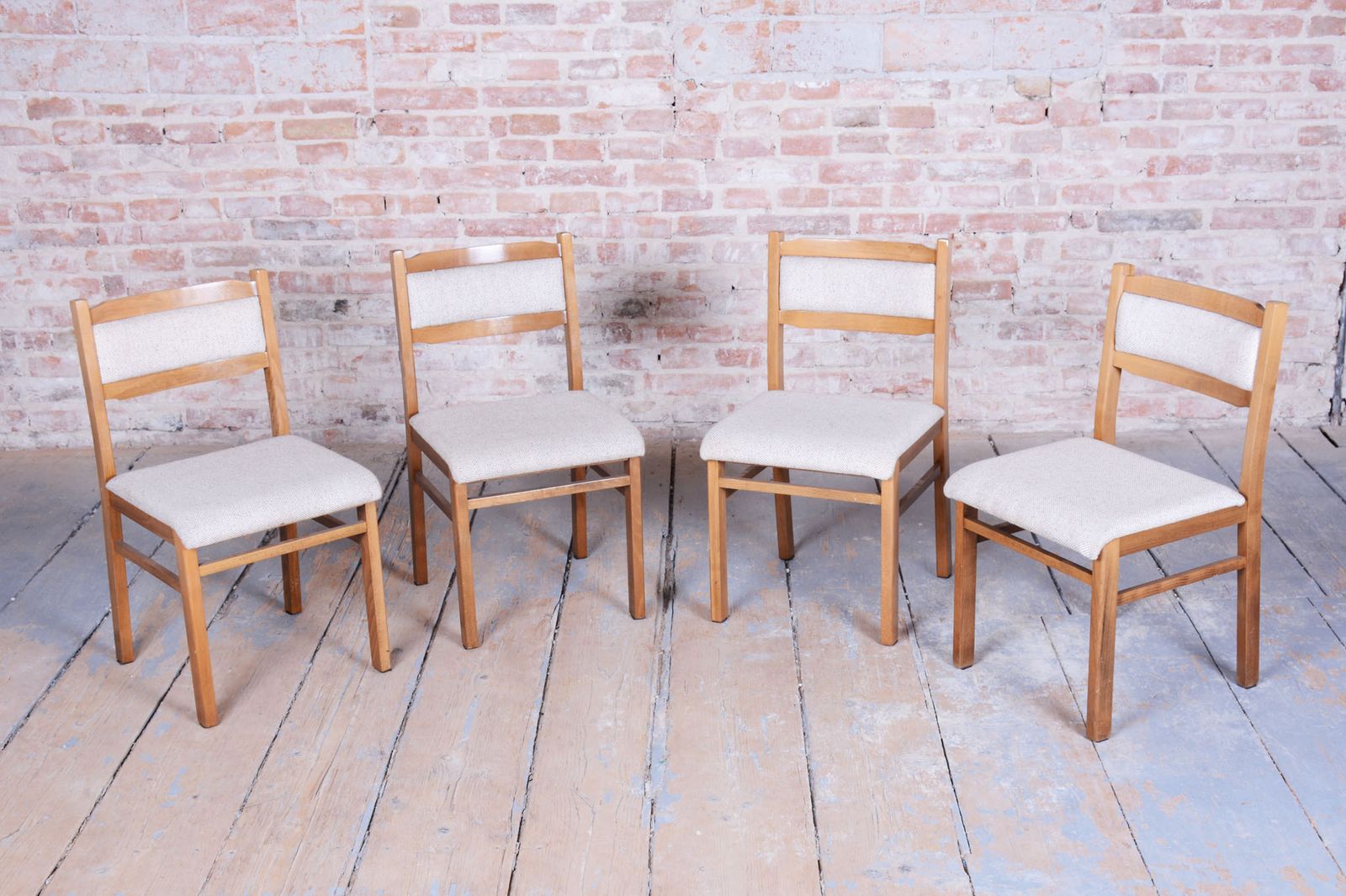 Set Of Four Original Mid Century Dining Chairs, Beech, Czech, 1960s photo vinterior