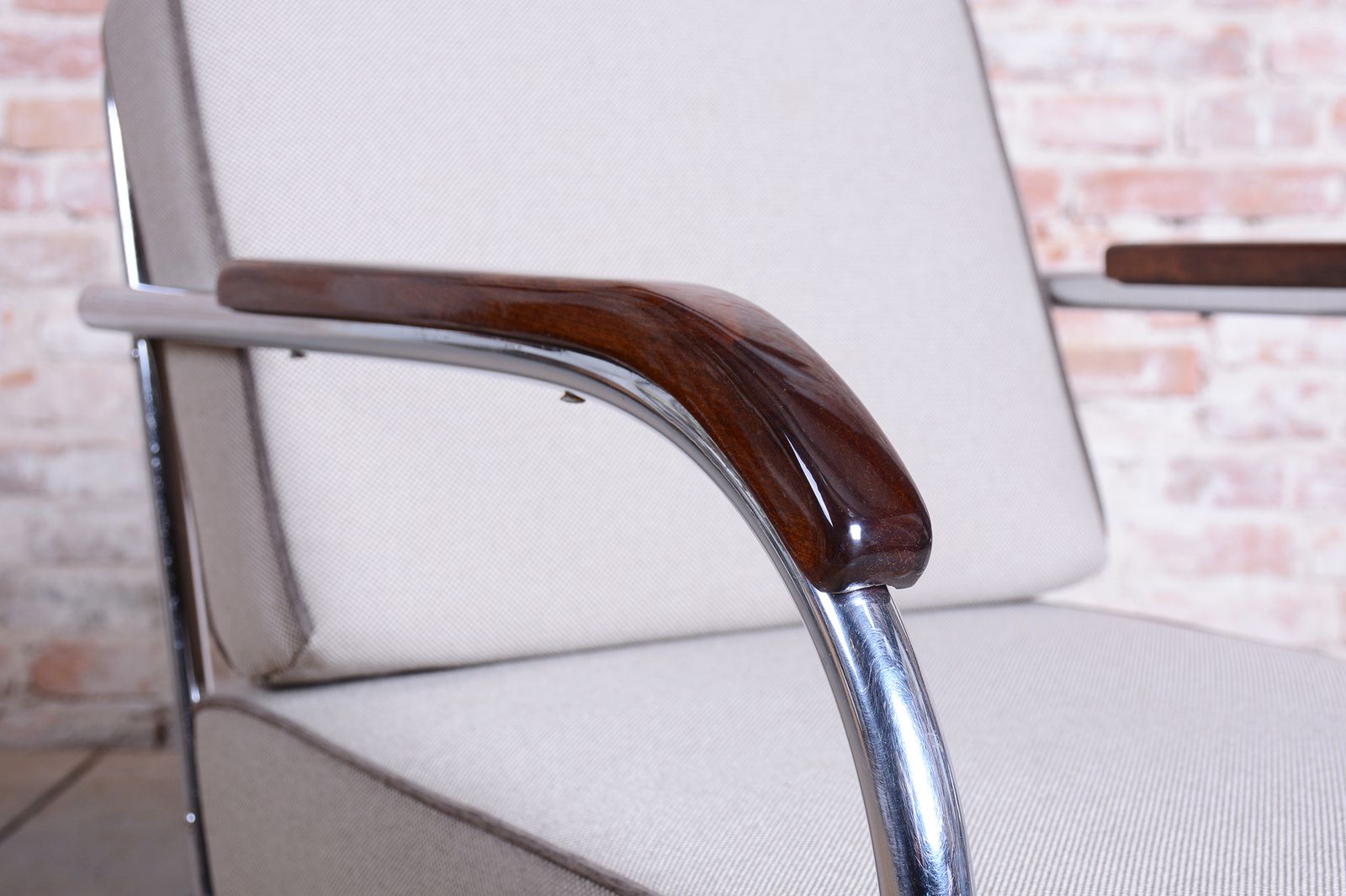 photo for sale Restored Bauhaus Double Suspension Chair, Halabala, Up Zavody, Oak, Czech, 1930s