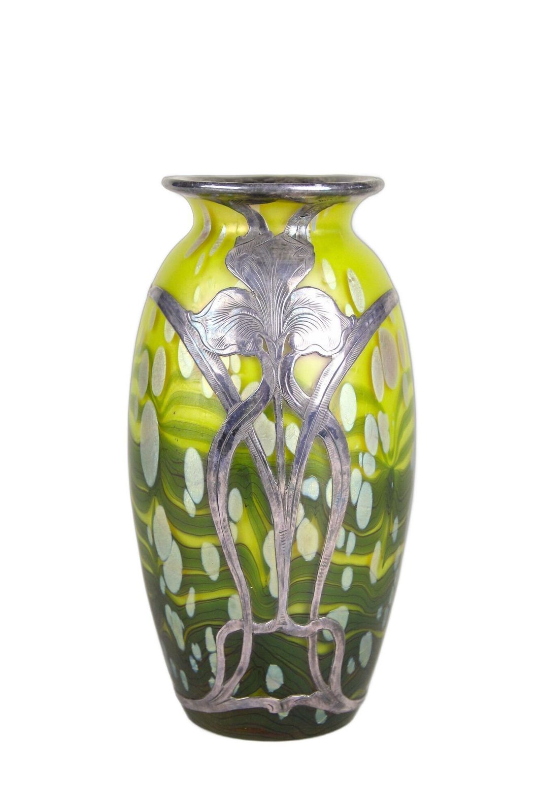 Loetz Witwe Glass Vase "Cytisus Yellow" With Silver Overlay, Cz Circa 1902