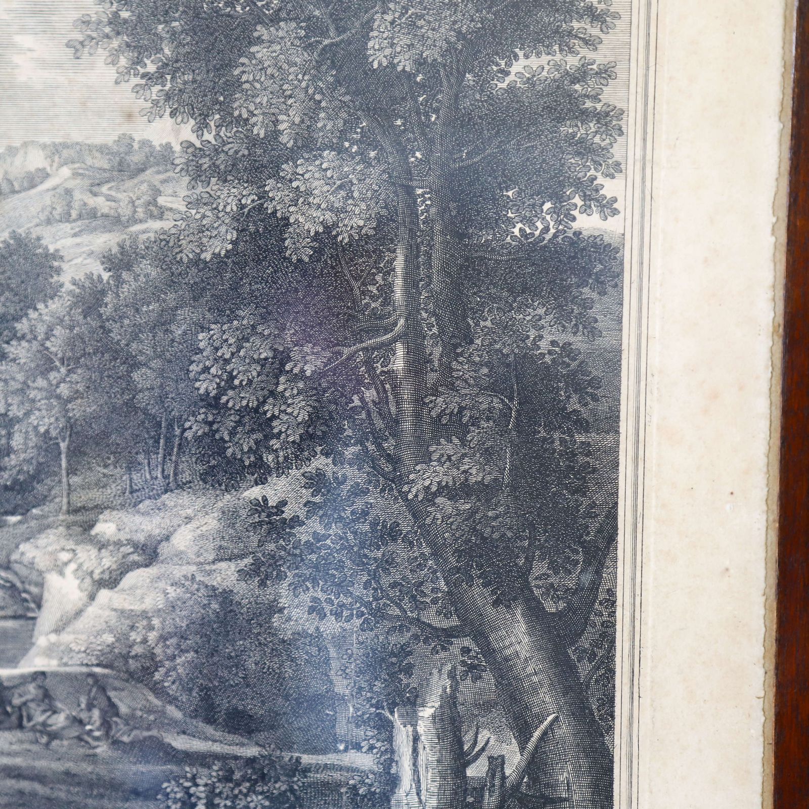18th Century French Engraving 'Landscape With Diogenes' By étienne Baudet   Original Frame photo buy